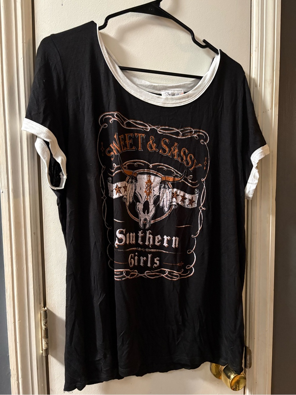 Black Graphic Ringer Tee - Southern Girls size 2X
